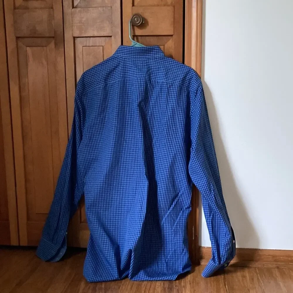 Banana Republic Blue Checked Tailored Slim Fit Shirt, Size XL